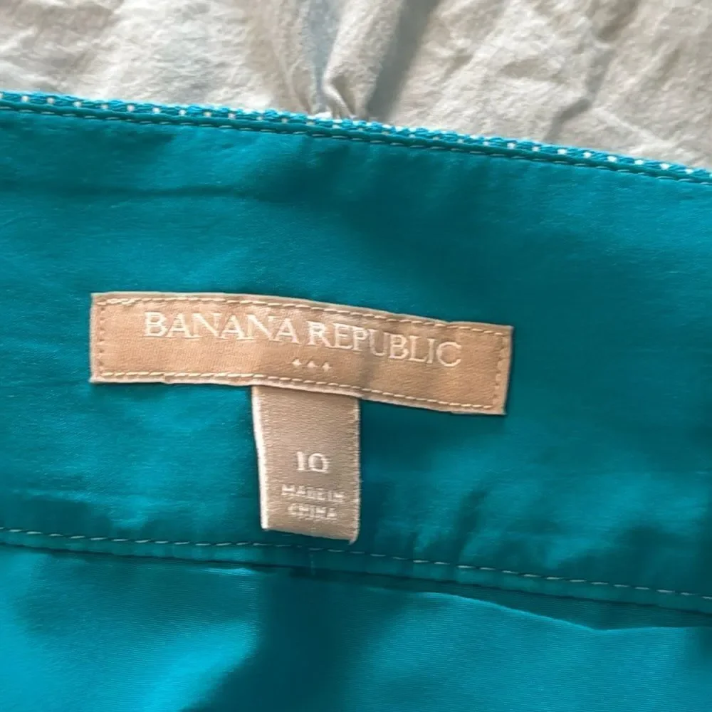 *Banana Republic* Sz 10 Lined Linen/Cotton Blend Tweed Turquoise Pencil Skirt